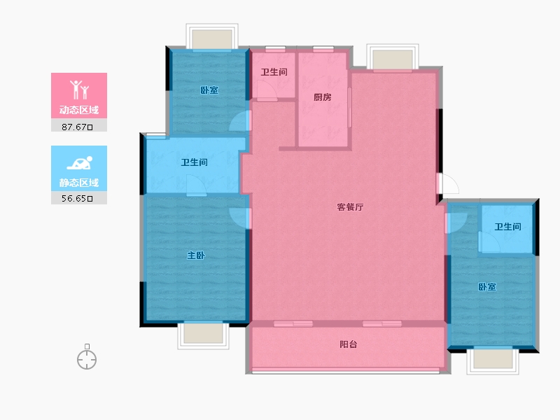 江苏省-常州市-雅居乐琨尚雅宸-131.99-户型库-动静分区