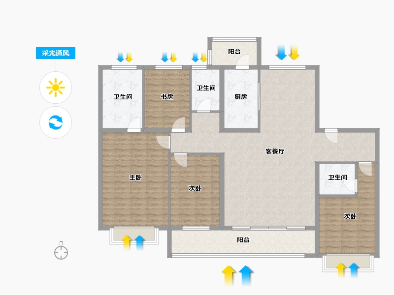 山东省-潍坊市-弘润·青州府-149.45-户型库-采光通风