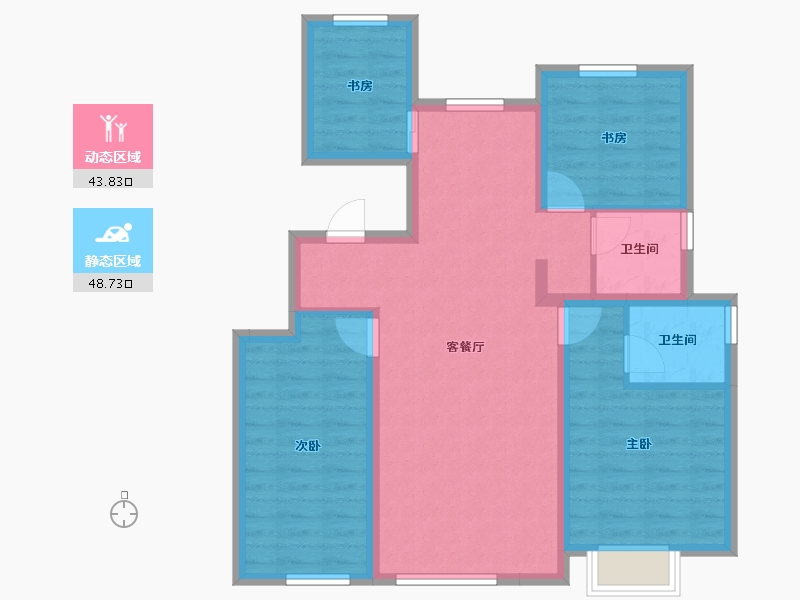 辽宁省-沈阳市-中瑞府-82.40-户型库-动静分区