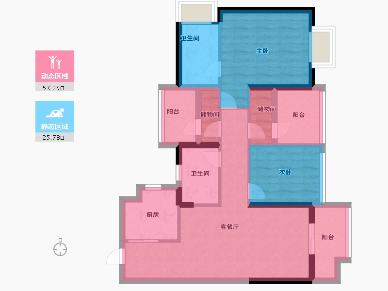 广东省-广州市-珠江弘阳时光荟-68.79-户型库-动静分区