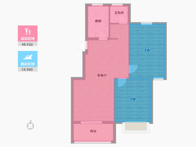 浙江省-杭州市-颐和山庄-71.68-户型库-动静分区