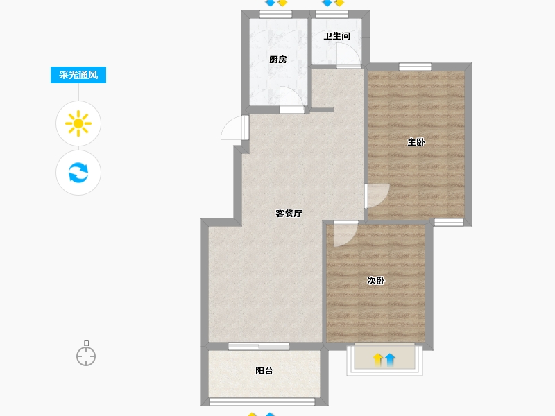 浙江省-杭州市-颐和山庄-71.68-户型库-采光通风