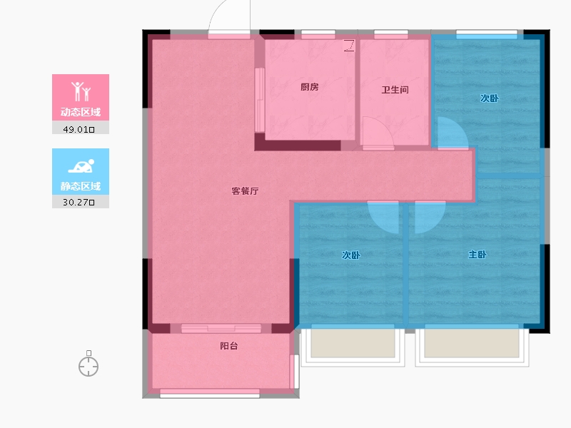 江苏省-无锡市-龙湖长泰景粼天著-71.20-户型库-动静分区