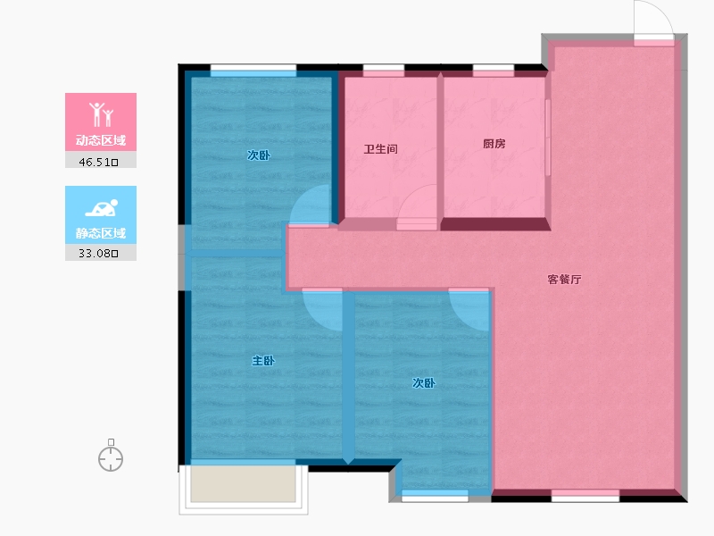 辽宁省-沈阳市-万达盛京ONE-71.51-户型库-动静分区