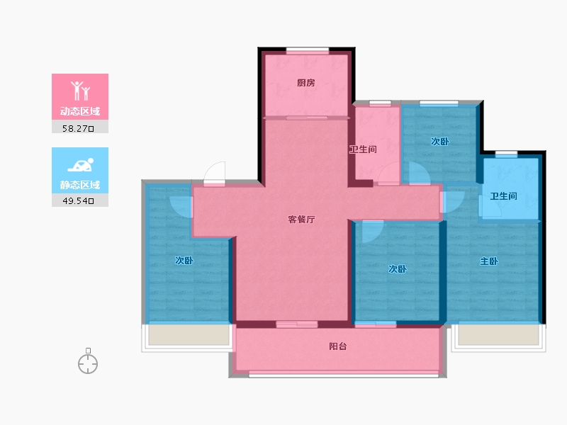 江苏省-盐城市-碧桂园紫云名邸-96.00-户型库-动静分区