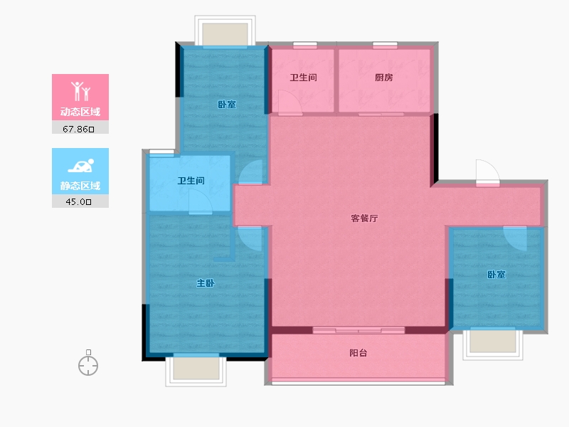 江苏省-常州市-雅居乐琨尚雅宸-102.40-户型库-动静分区