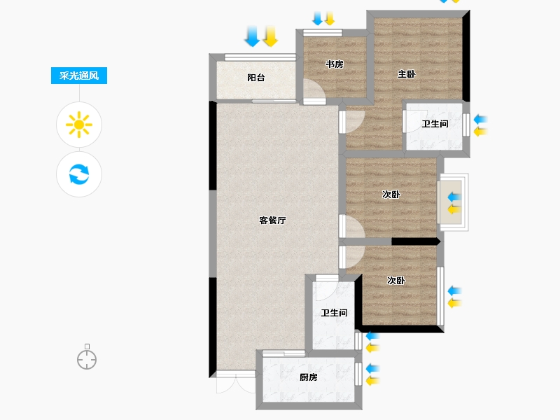 四川省-资阳市-佰盛天禧-83.25-户型库-采光通风