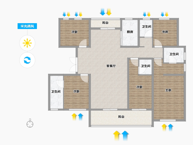 江苏省-镇江市-天怡·紫宸-192.00-户型库-采光通风