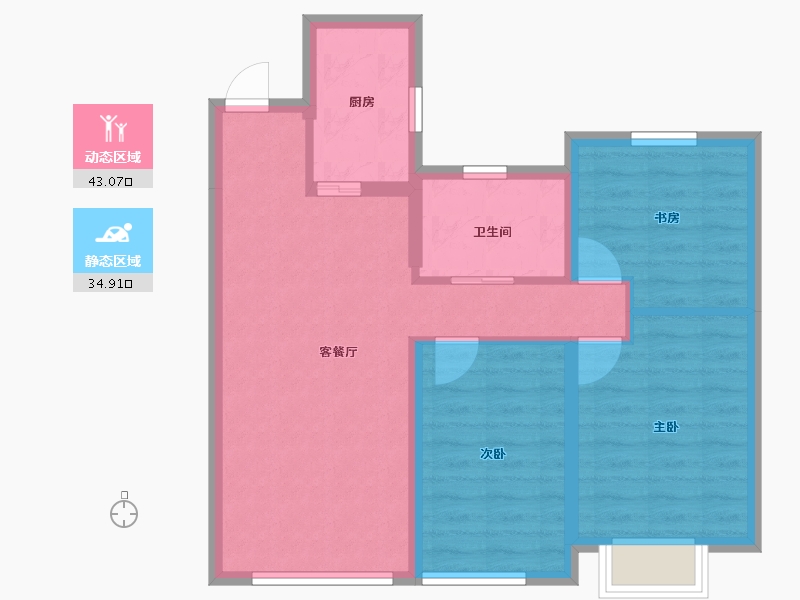 辽宁省-沈阳市-中瑞府-69.40-户型库-动静分区