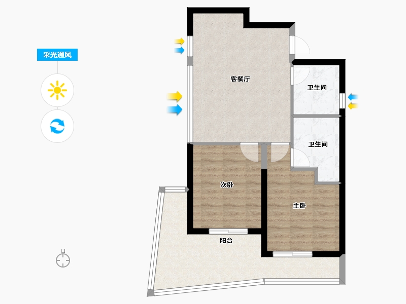 浙江省-温州市-绿城氡泉小镇-71.13-户型库-采光通风