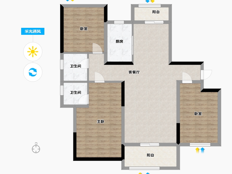 河南省-南阳市-滨湖春城-110.00-户型库-采光通风