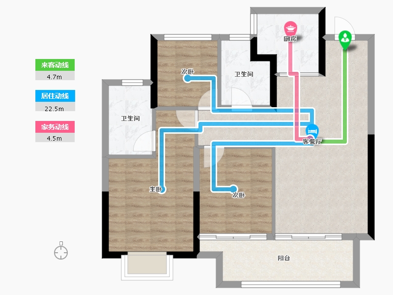 浙江省-宁波市-荣安艺尚湾-80.58-户型库-动静线