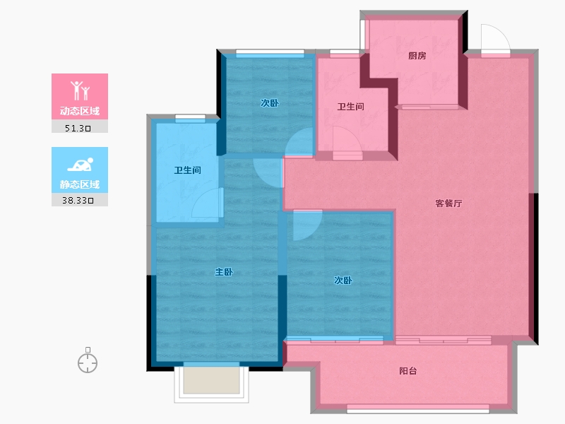 浙江省-宁波市-荣安艺尚湾-80.58-户型库-动静分区