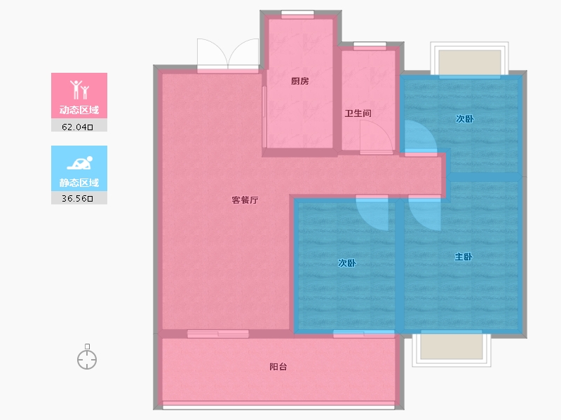 江苏省-镇江市-天怡珑蟠里·九珑苑-60.85-户型库-动静分区