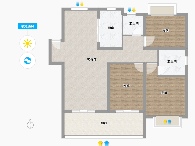 江苏省-镇江市-天怡珑蟠里·九珑苑-102.48-户型库-采光通风