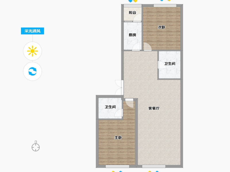 黑龙江省-哈尔滨市-宝宇天邑珑湾-99.03-户型库-采光通风