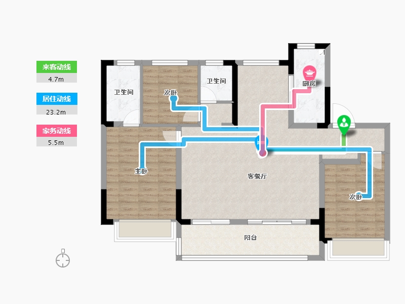 江苏省-无锡市-龙湖长泰景粼天著-102.40-户型库-动静线