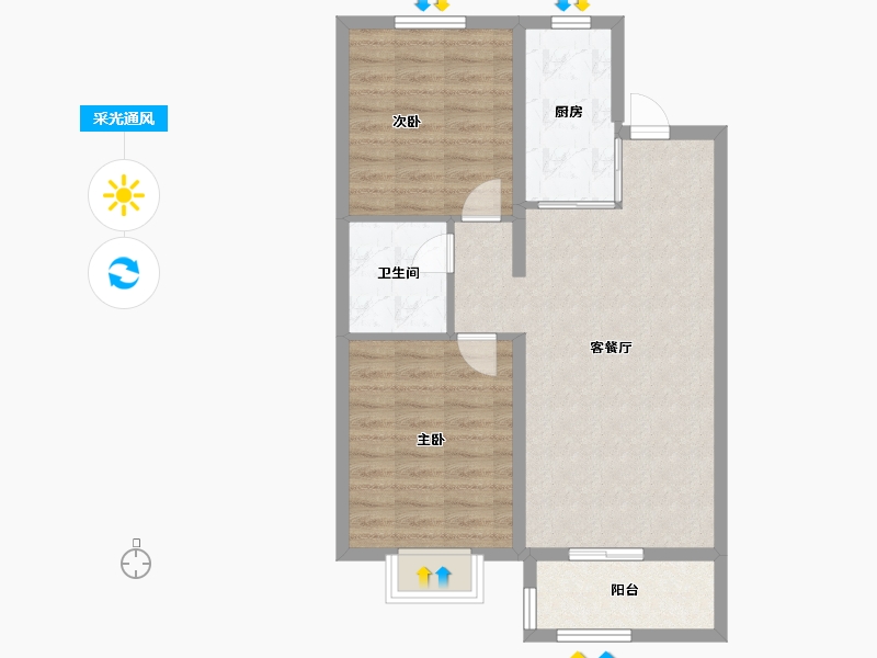 河北省-石家庄市-万科翡翠四季-70.58-户型库-采光通风