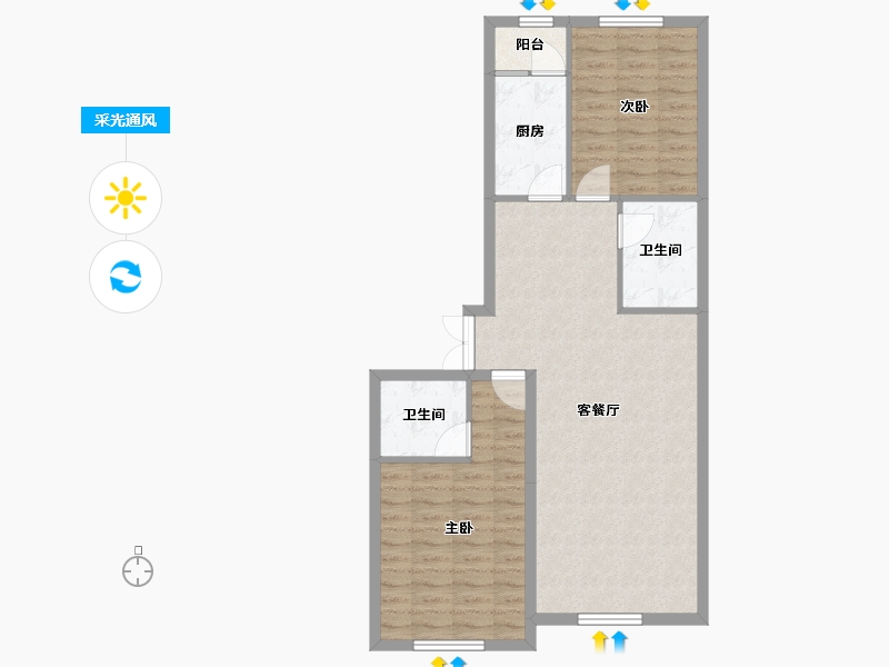 黑龙江省-哈尔滨市-宝宇天邑珑湾-78.27-户型库-采光通风