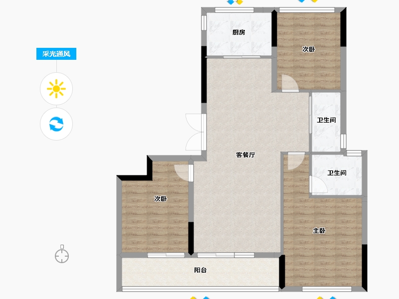 浙江省-温州市-绿城氡泉小镇-99.94-户型库-采光通风