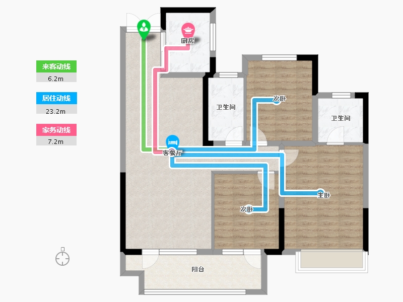 山东省-淄博市-淄博周村吾悦广场​-99.95-户型库-动静线