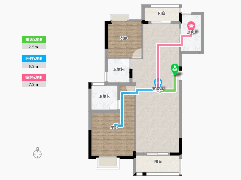 湖北省-武汉市-武汉城建融创锦上公馆-85.60-户型库-动静线