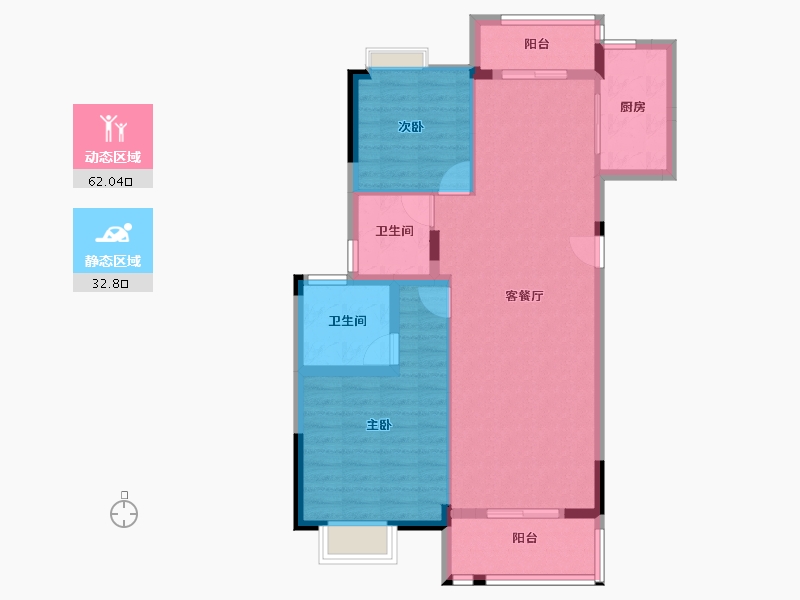 湖北省-武汉市-武汉城建融创锦上公馆-85.60-户型库-动静分区