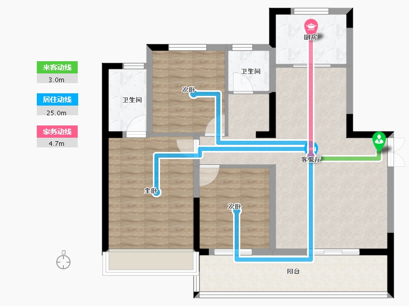 河南省-焦作市-广汇·太行佳苑-96.64-户型库-动静线