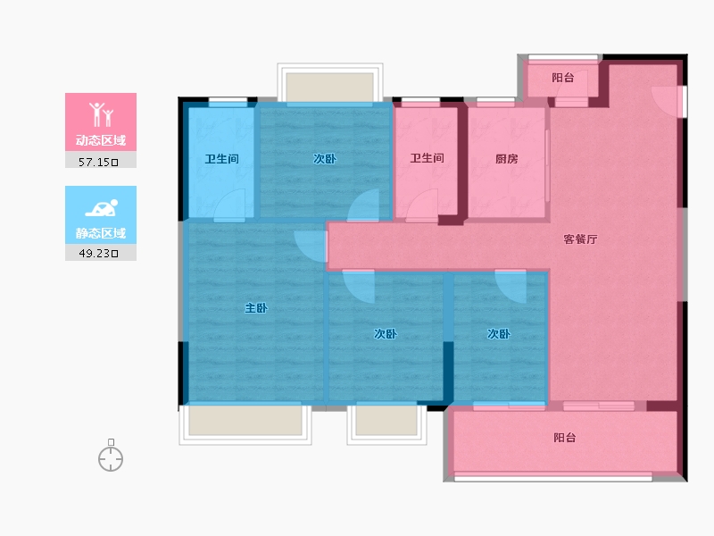 福建省-龙岩市-保利珑樾-95.97-户型库-动静分区