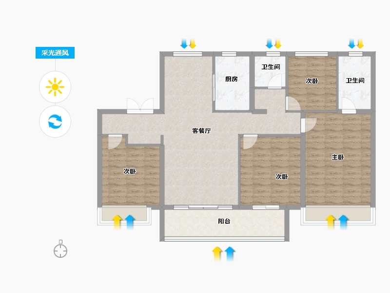 河南省-焦作市-建业新筑-111.20-户型库-采光通风