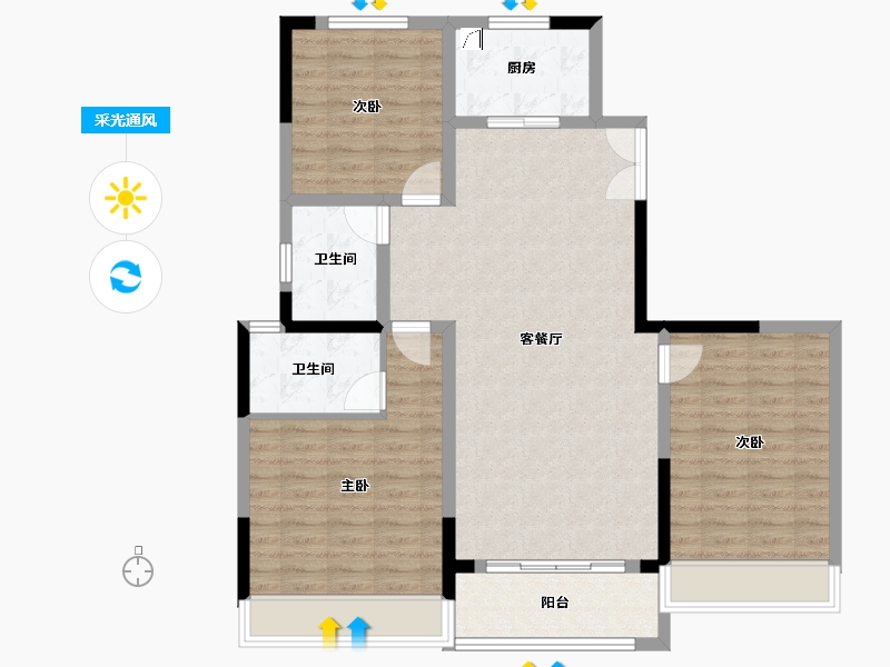 河南省-焦作市-时代天筑-101.60-户型库-采光通风