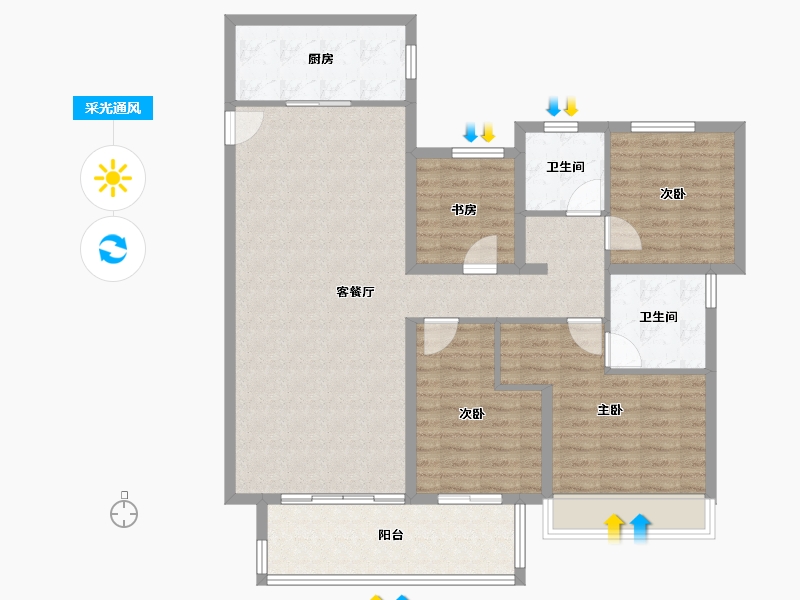 河南省-焦作市-蓝城·桂语江南-114.40-户型库-采光通风