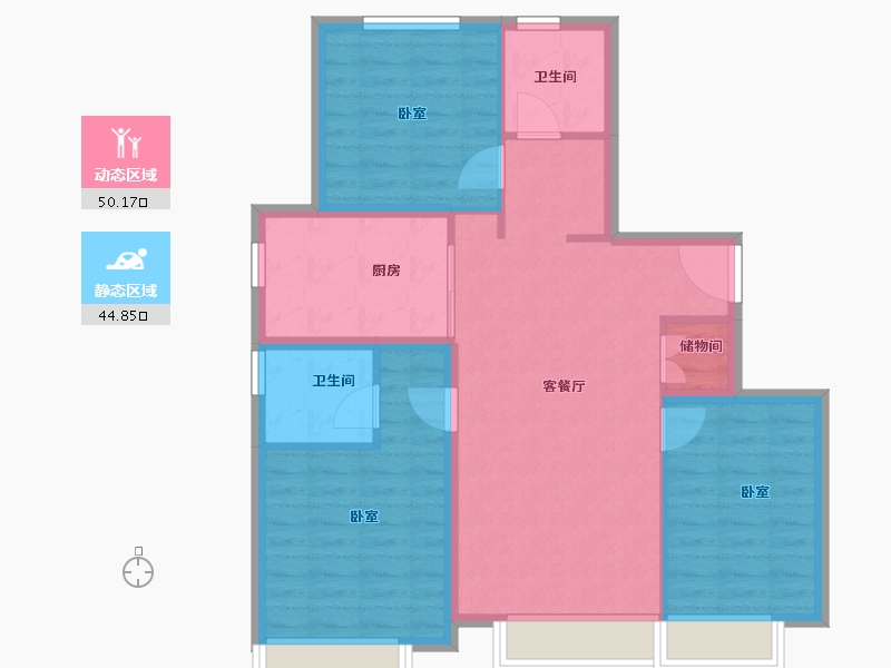 北京-北京市-橡树湾-85.60-户型库-动静分区