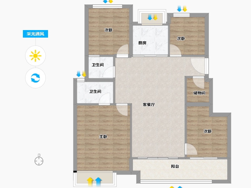 福建省-厦门市-​建发文澜和著二期-93.70-户型库-采光通风