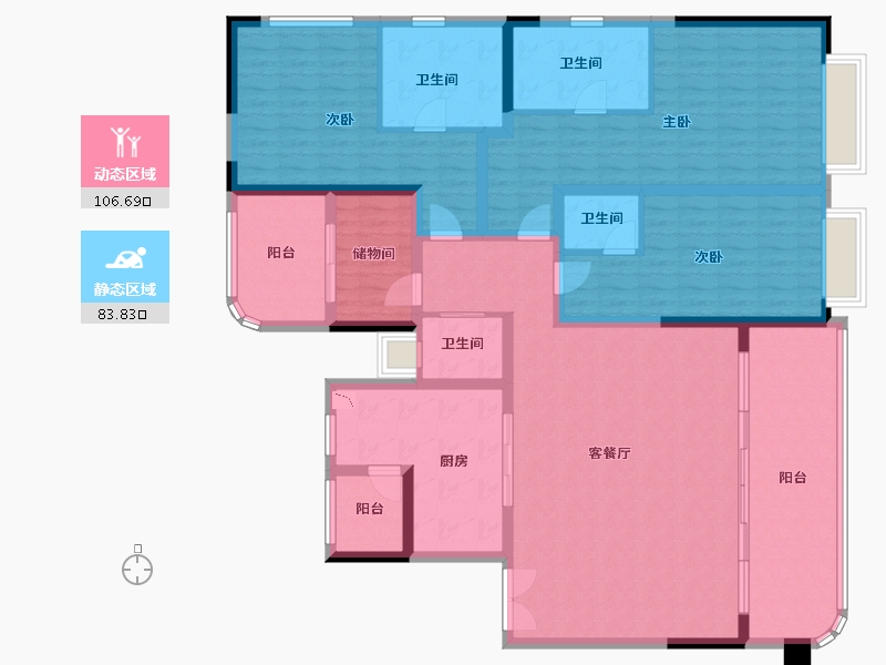 重庆-重庆市-新鸥鹏教育城-171.47-户型库-动静分区