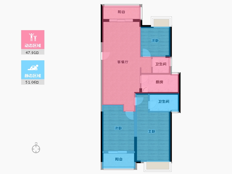 湖北省-武汉市-美联城观-88.56-户型库-动静分区