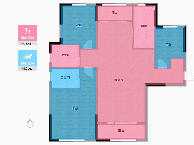 内蒙古自治区-呼伦贝尔市-登喜路家园-103.35-户型库-动静分区