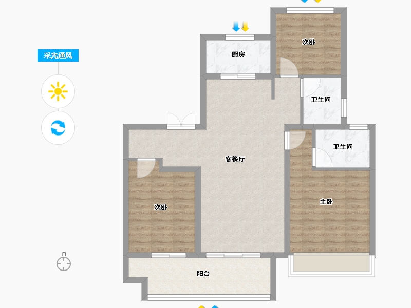 河南省-焦作市-建业新筑-92.00-户型库-采光通风