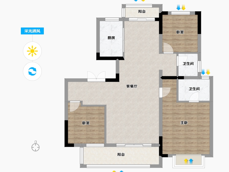 安徽省-合肥市-斌锋当代府MOMΛ-98.98-户型库-采光通风