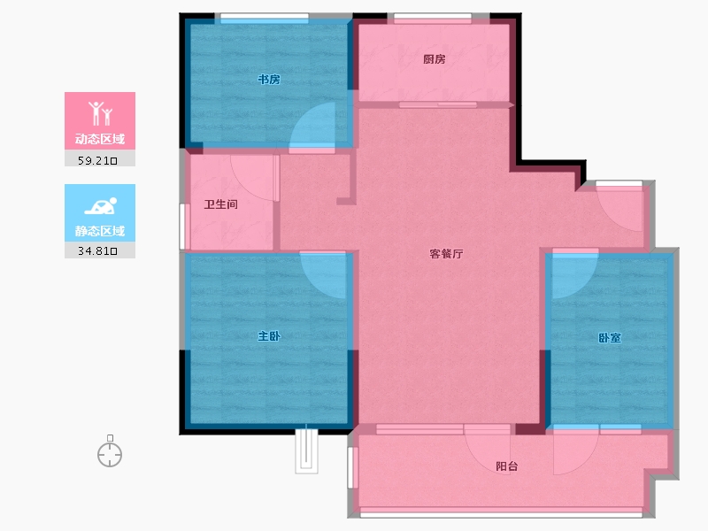 山东省-临沂市-临沭碧桂园翡翠天境-84.01-户型库-动静分区