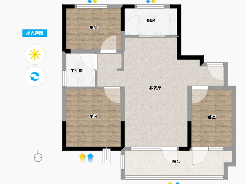 山东省-临沂市-临沭碧桂园翡翠天境-84.01-户型库-采光通风