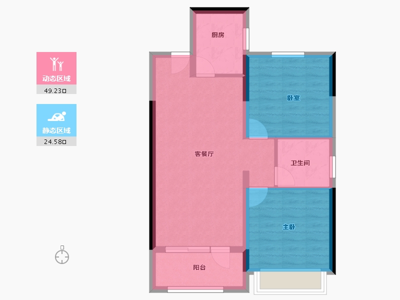 甘肃省-兰州市-远洋红星兰州天铂-66.40-户型库-动静分区