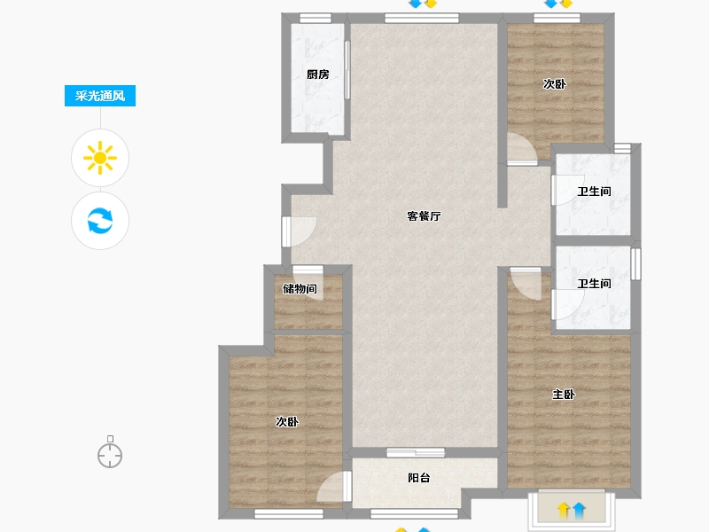 天津-天津市-锦城园-99.80-户型库-采光通风