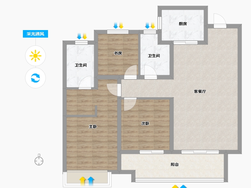 河南省-焦作市-蓝城·桂语江南-91.99-户型库-采光通风