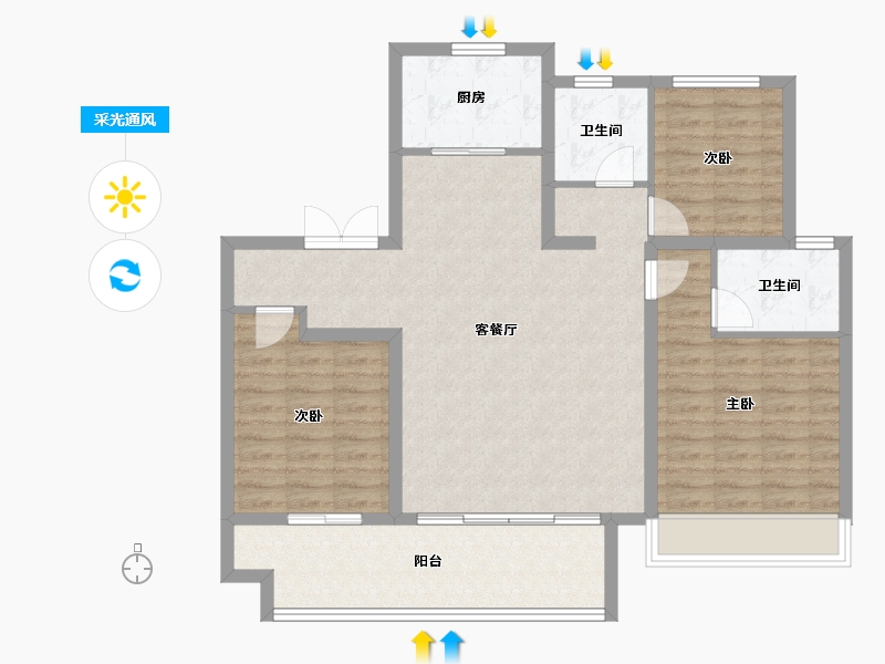 河南省-焦作市-建业新筑-100.00-户型库-采光通风