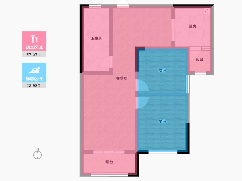 内蒙古自治区-呼伦贝尔市-登喜路家园-70.63-户型库-动静分区