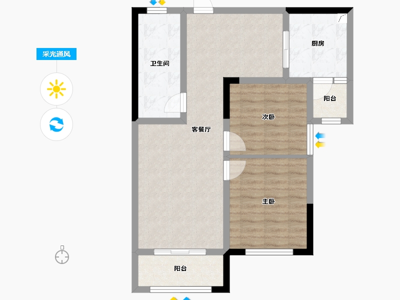 内蒙古自治区-呼伦贝尔市-登喜路家园-70.63-户型库-采光通风