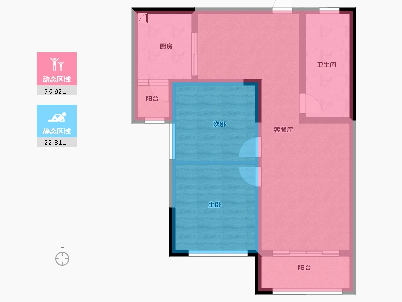 内蒙古自治区-呼伦贝尔市-登喜路家园-70.62-户型库-动静分区