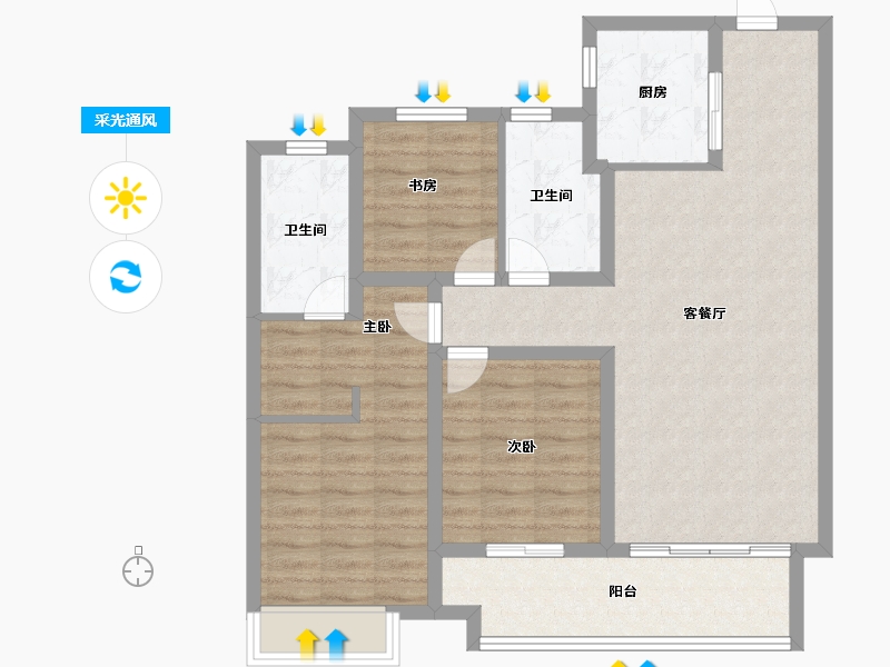 河南省-焦作市-蓝城·桂语江南-92.00-户型库-采光通风