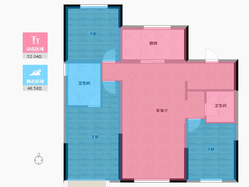 辽宁省-沈阳市-龙湖中铁建云璟-88.38-户型库-动静分区